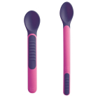 Feeding Spoons & Cover Ложки для кормления (2 шт.) с защитным футляром, розовые, 6+ мес.
