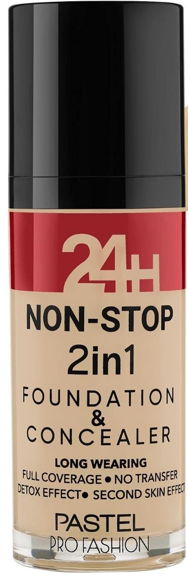 PASTEL Cosmetics. Тональная основа и консилер 2 в 1 24H Non-Stop 2in1 ...
