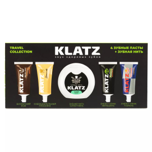 KLATZ - Набор из 4 зубных паст 20 мл Travel collection + зубная нить 65 м