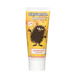 OXYGENOL - Детская зубная паста Moomin 3-5 лет фруктовый вкус с фтором и ксилитолом, 50 мл/ жёлтый