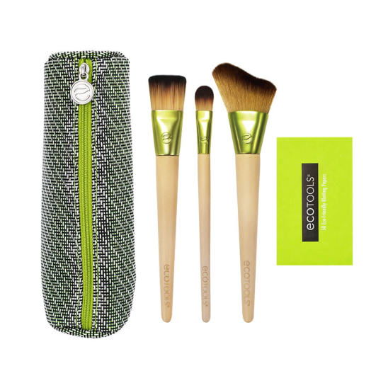 Набор для макияжа - Travel And Glow Beauty Kit - 3 кисти + косметичка и салфетки - 1