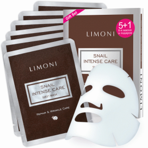 Limoni - Набор масок Интенсивная маска для лица с экстрактом секреции улитки - Snail Intense Care Sheet