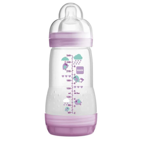 Бутылочка для кормления Anti-Colic 260 мл, сиреневая + соска силиконовая 2 шт, от 0+ мес - 1