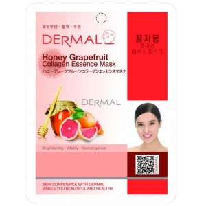 Dermal - Тканевая маска Honey Grapefruit Collagen Essence Mask, мед, грейпфрут и коллаген, 23 г