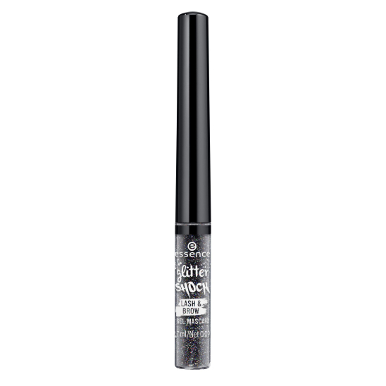 Гелевая тушь для бровей и ресниц glitter shock lash&brow gel mascara, черный с блеском т.03 - 1