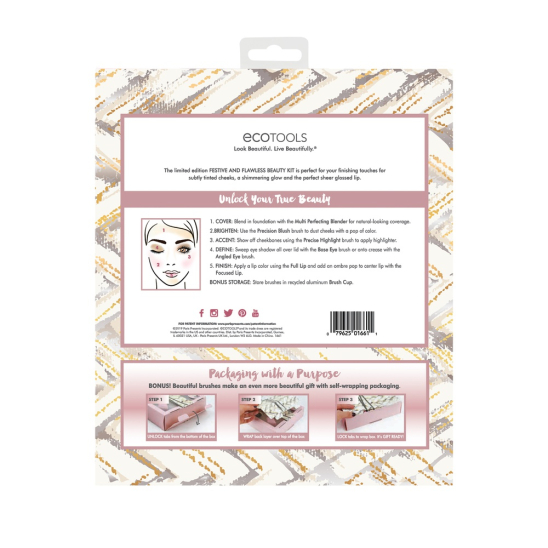 Набор из кистей для макияжа, спонжа и стаканчика - Festive & Flawless Beauty Kit - 3