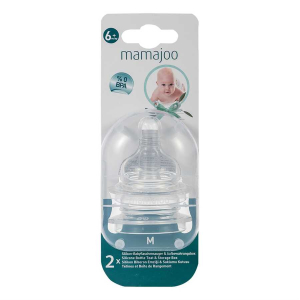 MAMAJOO - Соска силиконовая для бутылочки 6+ (M) Anti-colic Bottle Teats, 2 шт