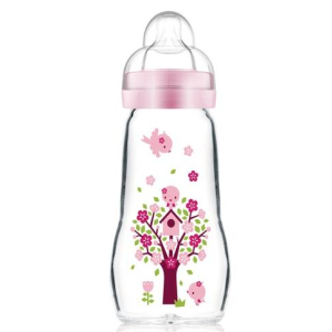 MAM - Feel Good Bottle - Бутылочка для кормления стеклянная, розовая 260 мл., 2+