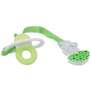 MAM - Mini teether with clip пропезыватель для зубов с клипсой-держателем от 2+ месяцев, бело-зеленый Pistacchio & White.