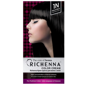 Richenna - Крем-краска для волос с хной - тон 1N черный