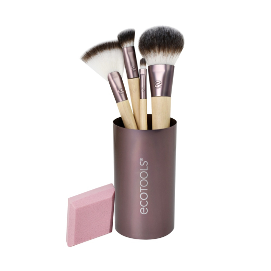 Набор из кистей для макияжа, спонжа и стаканчика - Festive & Flawless Beauty Kit - 5