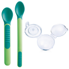 Feeding Spoons & Cover Ложки для кормления (2 шт.) с защитным футляром, зеленые, 6+ мес.