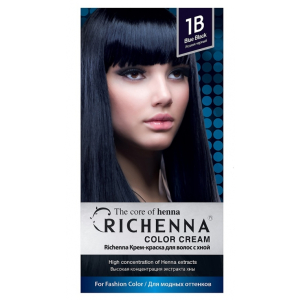 Richenna - Крем-краска для волос с хной - тон 1B сине-черный