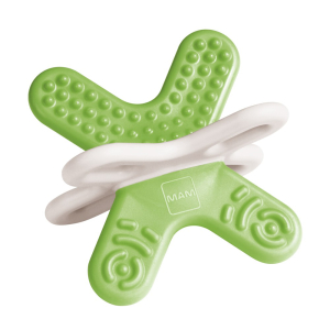 MAM - Mini teether with clip прорезыватель для зубов с клипсой-держателем от 4+ месяцев, бело-зеленый, Kiwi & White