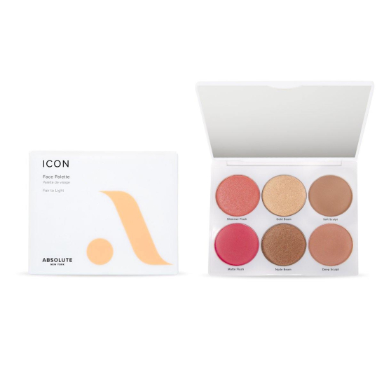 Палетка для лица: румяна, хайлайтер, контурирующая пудра Icon Face Palette, Fair To Light - 1