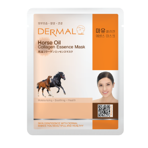 Dermal - Тканевая маска Horse Oil Collagen Essence Mask, лошадиный жир и коллаген, 23 г