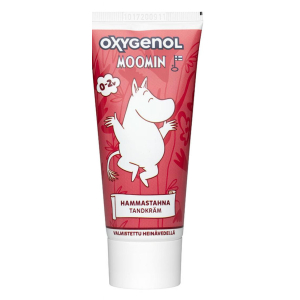 OXYGENOL - Детская зубная паста Moomin 0-2 лет с фтором и ксилитолом, 50 мл/ красный