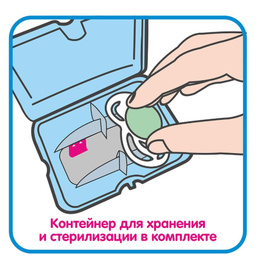 Air Пустышка силиконовая (2 шт.) и контейнер для стерилизации, хранения и переноски, серая и белая, 0-6 мес. - 7