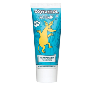 OXYGENOL - Детская зубная паста Moomin 0-2 лет с фтором и ксилитолом, 50 мл/ голубой