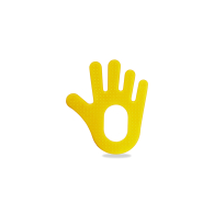 Прорезыватель для зубов 3+, желтая ладошка