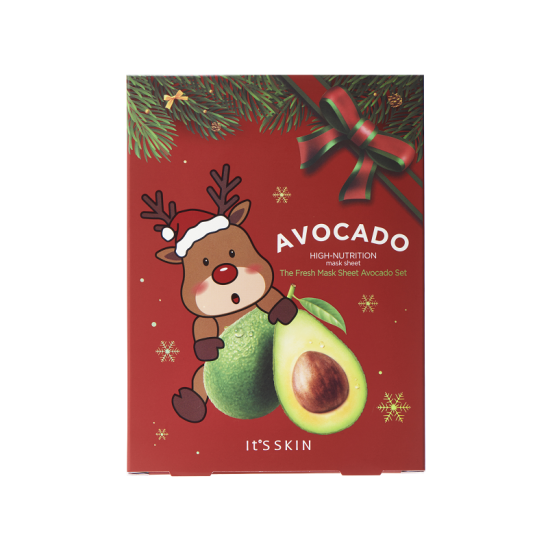 Новогодний набор тканевых масок с авокадо The Fresh Mask Sheet Avocado, 21 г*5 шт - 1