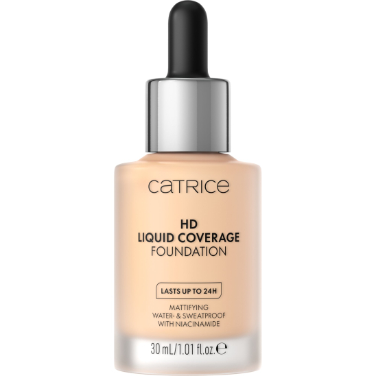 Тональная основа HD Liquid Coverage Foundation, 002 Porcelain Beige фарфоровый бежевый - 1