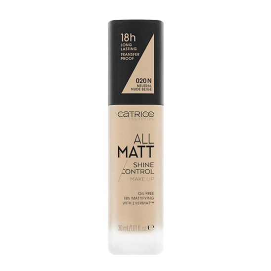 Тональная основа All Matt Shine Control Make Up, 020 N Neutral Nude Beige - 1
