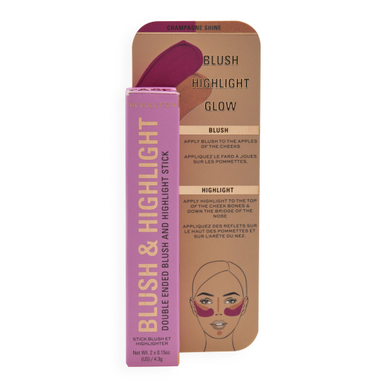 Румяна и хайлайтер в стике Blush & Highlight Stick, Golden Shine - 3