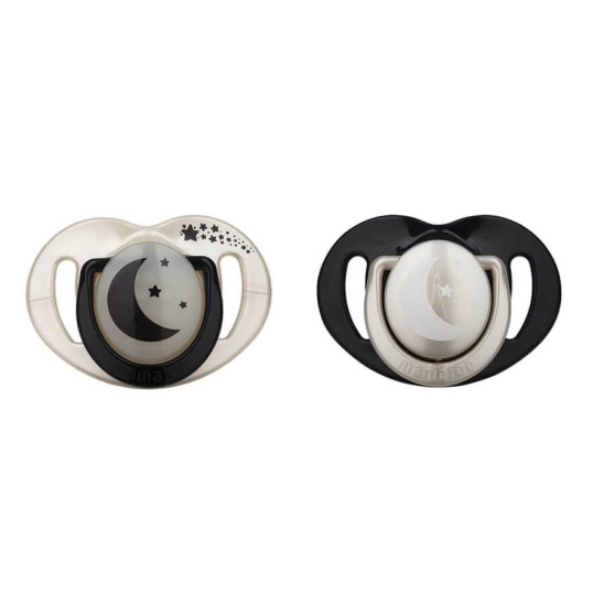 Двойная ортодонтическая пустышка с боксом для хранения 12+, Pearl & Black/Day & Night 2 шт - 1