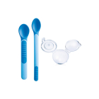 Feeding Spoons & Cover Ложки для кормления (2 шт.) с защитным футляром, голубые, 6+ мес.