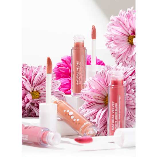 Натуральные бархатные матовые жидкие румяна 3в1, 02 Теплый натуральный - 3