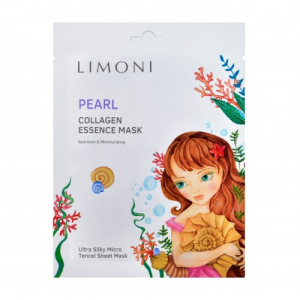Limoni - Маска для лица осветляющая с жемчужной пудрой и коллагеном Pearl Collagen Essence Mask25 г