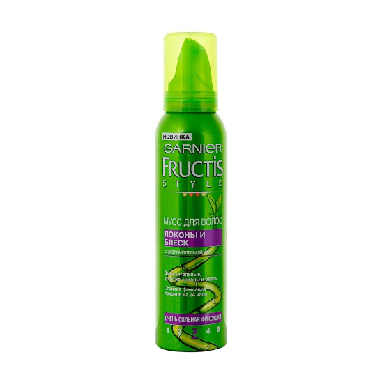 Мусс для волос Локоны и Блеск очень сильной фиксации Бамбук Fructis Style - 150 мл - 1