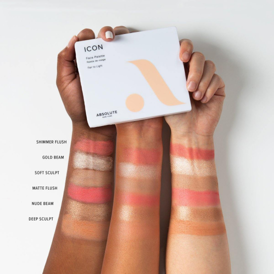 Палетка для лица: румяна, хайлайтер, контурирующая пудра Icon Face Palette, Fair To Light - 2
