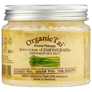 OrganicTai - Скраб для тела на основе соли Андаманского моря с экстрактом лемонграсса Aroma Therapy Body Scrub Lemongrass Andaman Sea Salt, 200 г