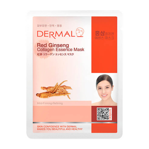 Dermal - Тканевая маска Red Ginseng Collagen Essence Mask, женьшень и коллаген. 23 мл