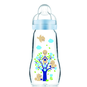 MAM - Feel Good Bottle - Бутылочка для кормления стеклянная, голубая 260 мл., 2+