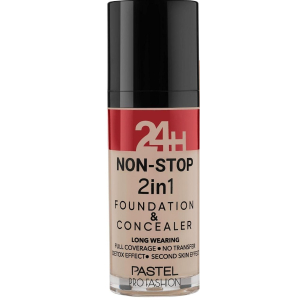 PASTEL Cosmetics - Тональная основа и консилер 2 в 1 24H Non-Stop 2in1 Foundation & Concealer, 602 Light Porcelain30 мл