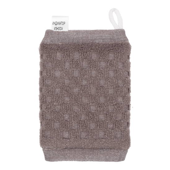 Мочалка рельефная брикет, серо-бежевый - 1