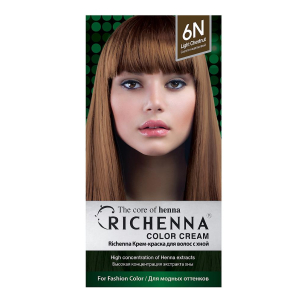 Richenna - Крем-краска для волос с хной - тон 6N светло-каштановый