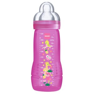 MAM - Бутылочка для кормления 330 мл, малиновая, Candy Pink Circles, 4+