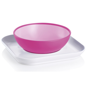 MAM - Mam baby's bowl& plate набор тарелок для детского питания 6+ месяцев - розовый