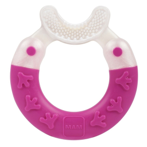 MAM - Bite & Brush teether прорезыватель для зубов 3+ месяцев, бело-розовый, Deep Pink