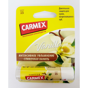 Carmex - Бальзам для губ с ароматом ванили SPF15, стик в блистере